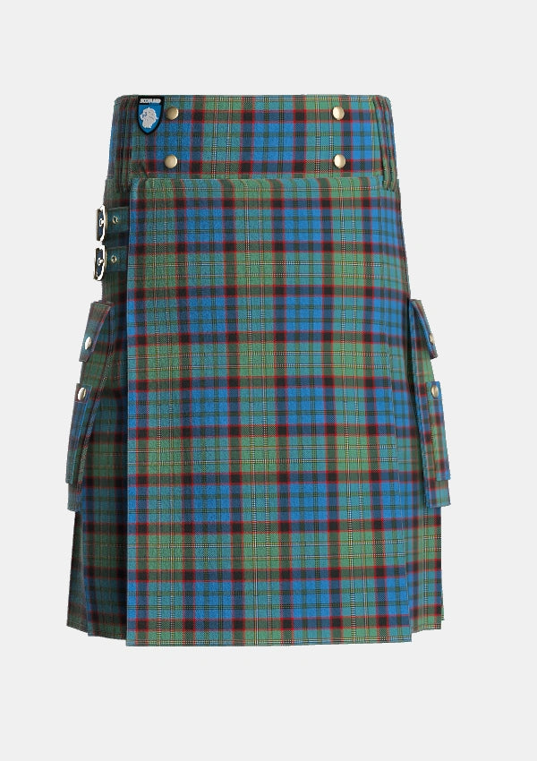 Utility_MacNicol_Hunting_Tartan_3503_kilt_front_image_with_pleated_design_and_adjustable_buckles_for_men