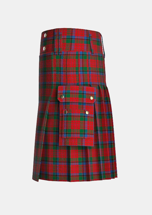 Utility_MacNicol_Tartan_498_kilt_left_image_with_pleated_design_and_adjustable_buckles_for_men