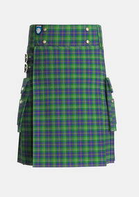 Utility_MacOrrell_Tartan_672_kilt_front_image_with_pleated_design_and_adjustable_buckles_for_men