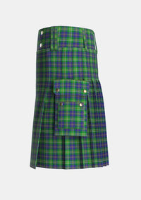 Utility_MacOrrell_Tartan_672_kilt_left_image_with_pleated_design_and_adjustable_buckles_for_men