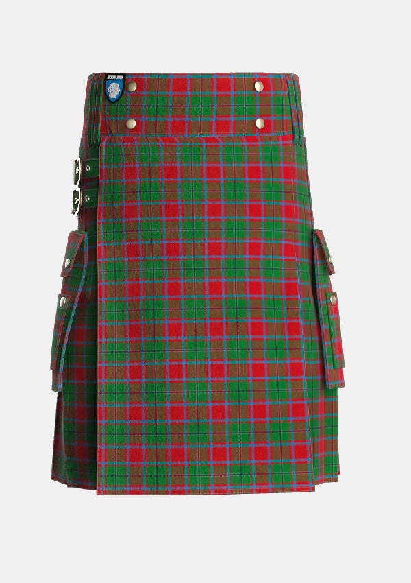 Utility_MacPhail_Blue_Bands_Tartan_1028_kilt_front_image_with_pleated_design_and_adjustable_buckles_for_men