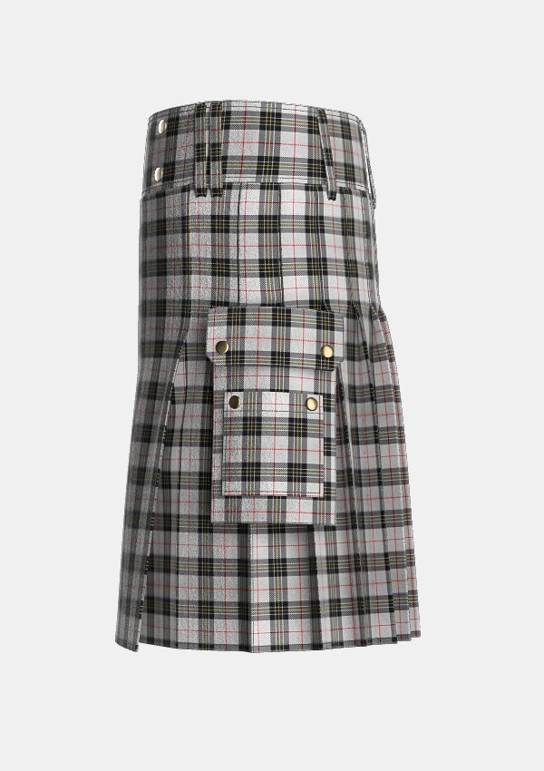 Utility_MacPherson_10_Tartan_1690_kilt_left_image_with_pleated_design_and_adjustable_buckles_for_men