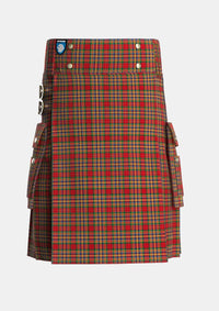Utility_MacPherson_2_Tartan_681_kilt_front_image_with_pleated_design_and_adjustable_buckles_for_men