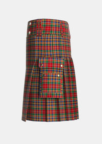 Utility_MacPherson_3_Tartan_682_kilt_left_image_with_pleated_design_and_adjustable_buckles_for_men
