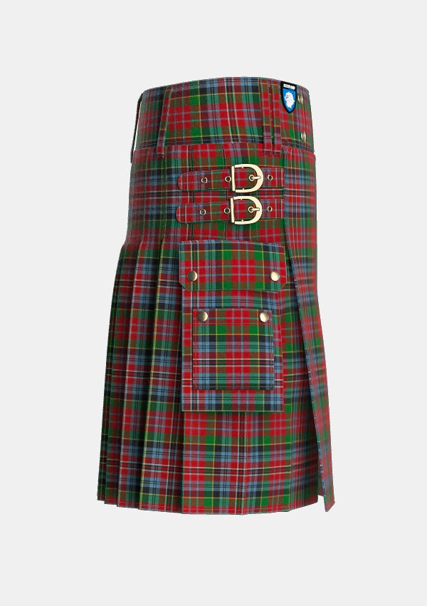 Utility_MacPherson_5_Tartan_1410_kilt_right_image_with_pleated_design_and_adjustable_buckles_for_men