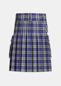 Utility_MacPherson_Dress_Blue_Dance_Tartan_1868_kilt_back_image_with_pleated_design_and_adjustable_buckles_for_men