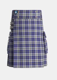 Utility_MacPherson_Dress_Blue_Dance_Tartan_1868_kilt_front_image_with_pleated_design_and_adjustable_buckles_for_men