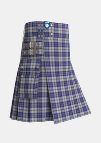 Utility_MacPherson_Dress_Blue_Dance_Tartan_1868_kilt_side_image_with_pleated_design_and_adjustable_buckles_for_men