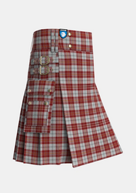 Utility_MacPherson_Dress_Burgundy_Dance_Tartan_1832_kilt_side_image_with_pleated_design_and_adjustable_buckles_for_men