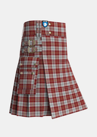 Utility_MacPherson_Dress_Burgundy_Dance_Tartan_1832_kilt_side_image_with_pleated_design_and_adjustable_buckles_for_men