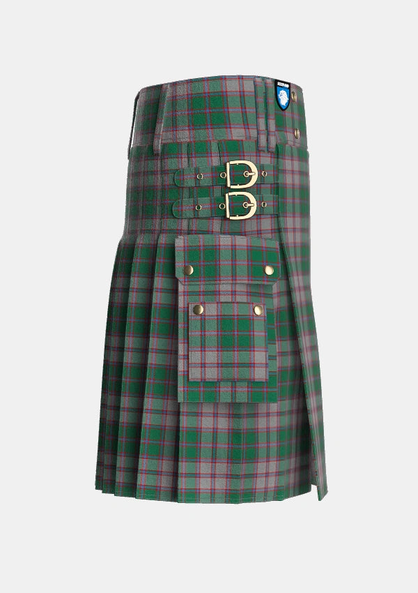 Utility_MacPherson_Gathering_1996_Tartan_3552_kilt_right_image_with_pleated_design_and_adjustable_buckles_for_men