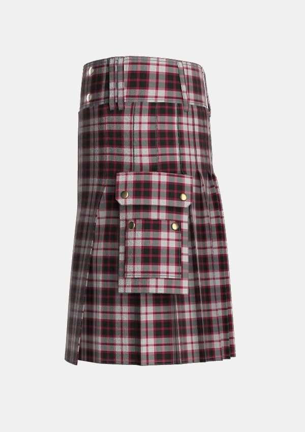 Utility_MacPherson_Tartan_548_kilt_left_image_with_pleated_design_and_adjustable_buckles_for_men