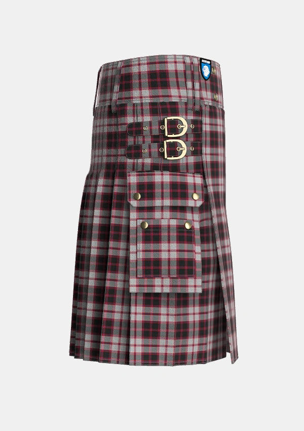 Utility_MacPherson_Tartan_548_kilt_right_image_with_pleated_design_and_adjustable_buckles_for_men