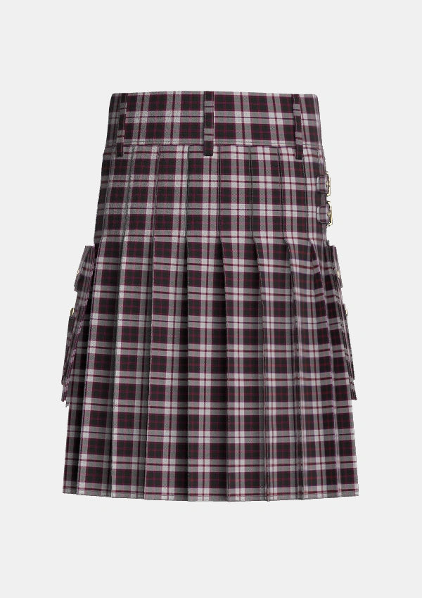 Utility_MacPherson_of_Pitmain_Tartan_3558_kilt_back_image_with_pleated_design_and_adjustable_buckles_for_men