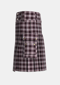 Utility_MacPherson_of_Pitmain_Tartan_3558_kilt_left_image_with_pleated_design_and_adjustable_buckles_for_men