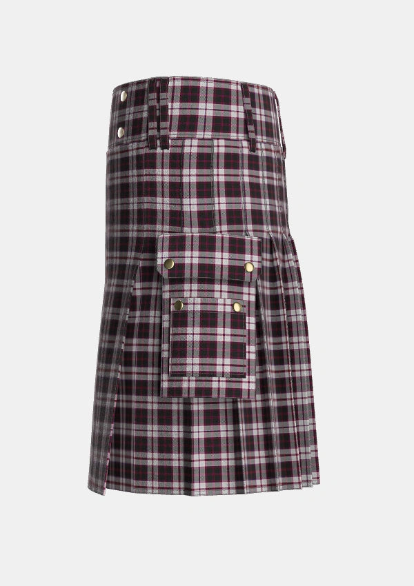 Utility_MacPherson_of_Pitmain_Tartan_3558_kilt_left_image_with_pleated_design_and_adjustable_buckles_for_men