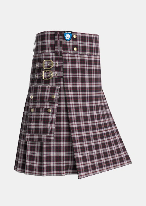 Utility_MacPherson_of_Pitmain_Tartan_3558_kilt_side_image_with_pleated_design_and_adjustable_buckles_for_men
