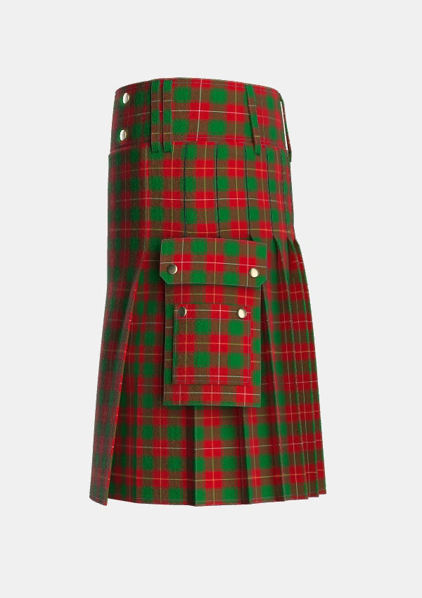 Utility_MacPhie_Macfie_Tartan_1847_kilt_left_image_with_pleated_design_and_adjustable_buckles_for_men
