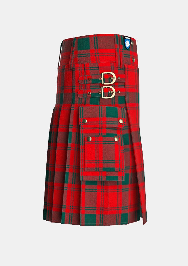 Utility_MacQuarrie_Modern_Tartan_kilt_right_image_with_pleated_design_and_adjustable_buckles_for_men
