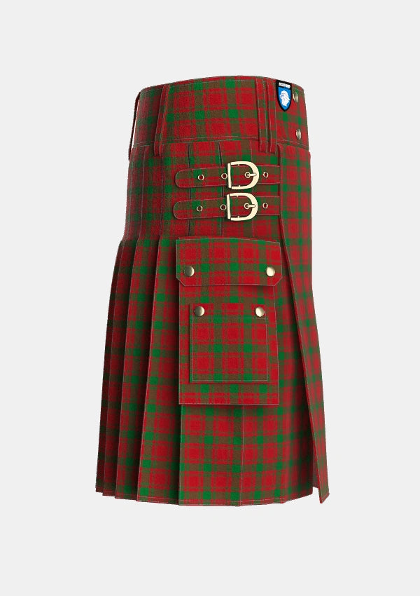 Utility_MacQuarrie_Tartan_892_kilt_right_image_with_pleated_design_and_adjustable_buckles_for_men