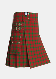 Utility_MacQuarrie_Tartan_892_kilt_side_image_with_pleated_design_and_adjustable_buckles_for_men