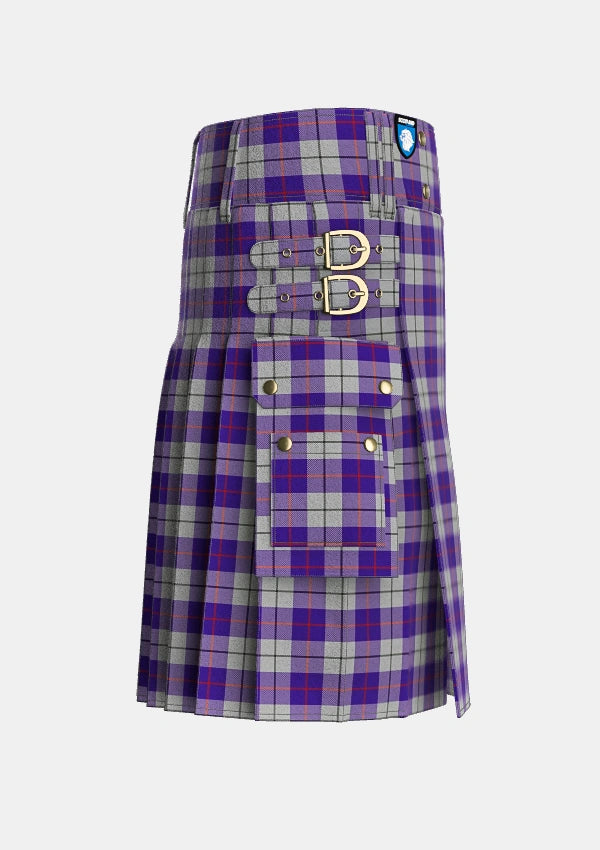 Utility_MacRae_Dress_Purple_1_Tartan_6564_kilt_right_image_with_pleated_design_and_adjustable_buckles_for_men