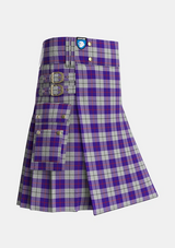 Utility_MacRae_Dress_Purple_1_Tartan_6564_kilt_side_image_with_pleated_design_and_adjustable_buckles_for_men