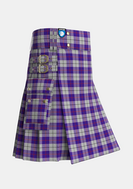 Utility_MacRae_Dress_Purple_1_Tartan_6564_kilt_side_image_with_pleated_design_and_adjustable_buckles_for_men