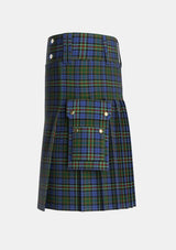 Utility_MacRae_Hunting_4_Tartan_799_kilt_left_image_with_pleated_design_and_adjustable_buckles_for_men