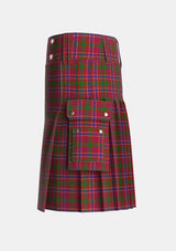 Utility_MacRae_Red_Tartan_859_kilt_left_image_with_pleated_design_and_adjustable_buckles_for_men