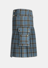 Utility_MacTavish_Thompson_Thomson_Dress_Blue_Tartan_1383_kilt_left_image_with_pleated_design_and_adjustable_buckles_for_men