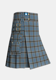 Utility_MacTavish_Thompson_Thomson_Dress_Blue_Tartan_1383_kilt_side_image_with_pleated_design_and_adjustable_buckles_for_men