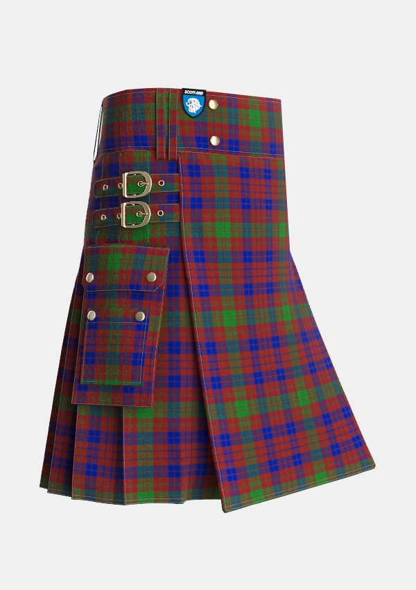 Utility_MacTier_of_Durris_Tartan_5692_kilt_side_image_with_pleated_design_and_adjustable_buckles_for_men