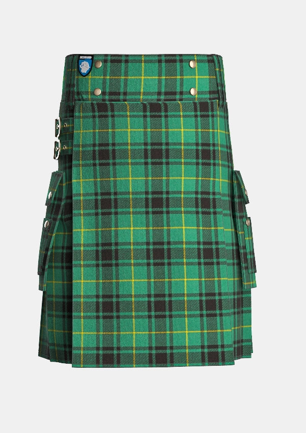 Utility_Macarthur_tartan_1100_kilt_front_image_with_pleated_design_and_adjustable_buckles_for_men