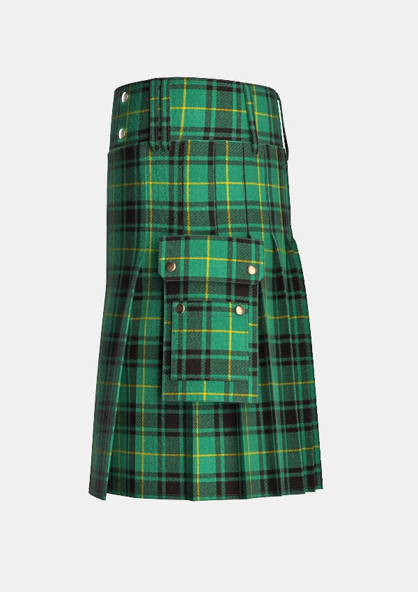 Utility_Macarthur_tartan_1100_kilt_left_image_with_pleated_design_and_adjustable_buckles_for_men