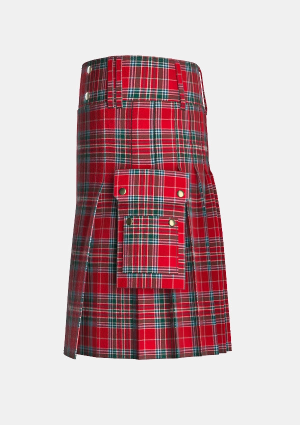 Utility_Macbean_tartan_925_kilt_left_image_with_pleated_design_and_adjustable_buckles_for_men