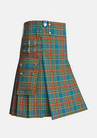 Utility_Macbeth_tartan_678_kilt_side_image_with_pleated_design_and_adjustable_buckles_for_men