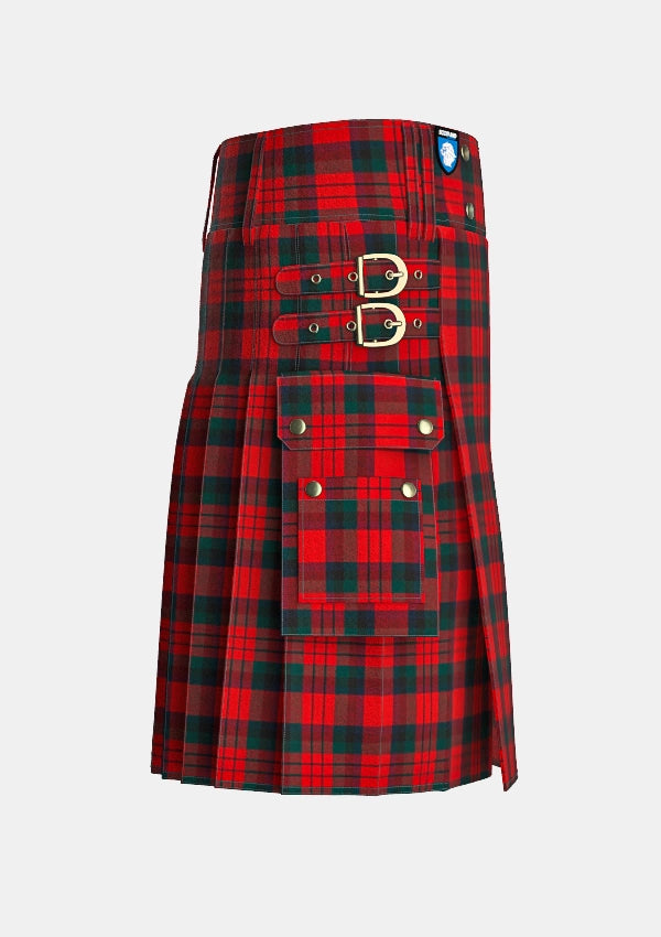 Utility_Macduff_tartan_kilt_right_image_with_pleated_design_and_adjustable_buckles_for_men