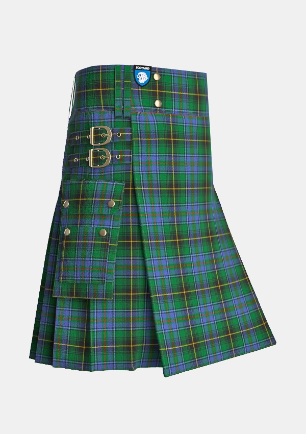 Utility_Macinnes_tartan_1464_kilt_side_image_with_pleated_design_and_adjustable_buckles_for_men