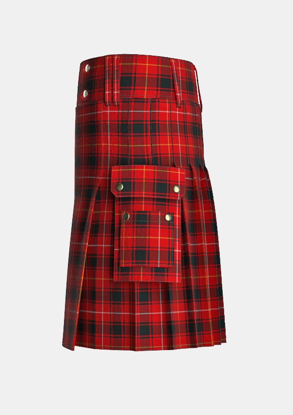 Utility_Maciver_tartan_1203_kilt_left_image_with_pleated_design_and_adjustable_buckles_for_men