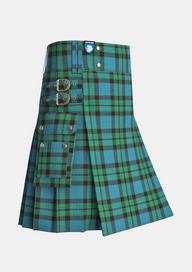 Utility_Mackay_Ancient_Tartan_kilt_side_image_with_pleated_design_and_adjustable_buckles_for_men