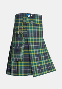 Utility_Mackellar_tartan_939_kilt_side_image_with_pleated_design_and_adjustable_buckles_for_men