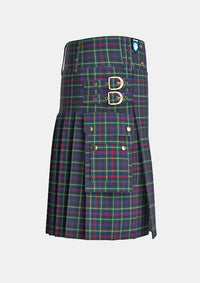 Utility_Mackenzie_Tartan_kilt_right_image_with_pleated_design_and_adjustable_buckles_for_men