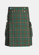 Utility_Mackinnon_ancient_hunting_tartan_kilt_front_image_with_pleated_design_and_adjustable_buckles_for_men