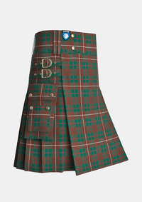 Utility_Mackinnon_hunting_modern_tartan_kilt_side_image_with_pleated_design_and_adjustable_buckles_for_men