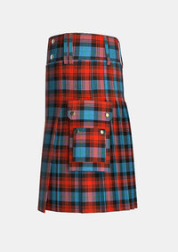 Utility_Maclachlan_ancient_tartan_kilt_left_image_with_pleated_design_and_adjustable_buckles_for_men