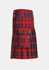 Utility_Maclachlan_tartan_732_kilt_left_image_with_pleated_design_and_adjustable_buckles_for_men
