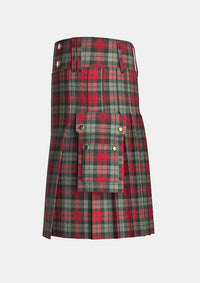 Utility_Maclachlan_weathered_tartan_kilt_left_image_with_pleated_design_and_adjustable_buckles_for_men