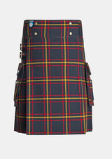 Utility_Maclain_of_lochbuie_hunting_tartan_kilt_front_image_with_pleated_design_and_adjustable_buckles_for_men