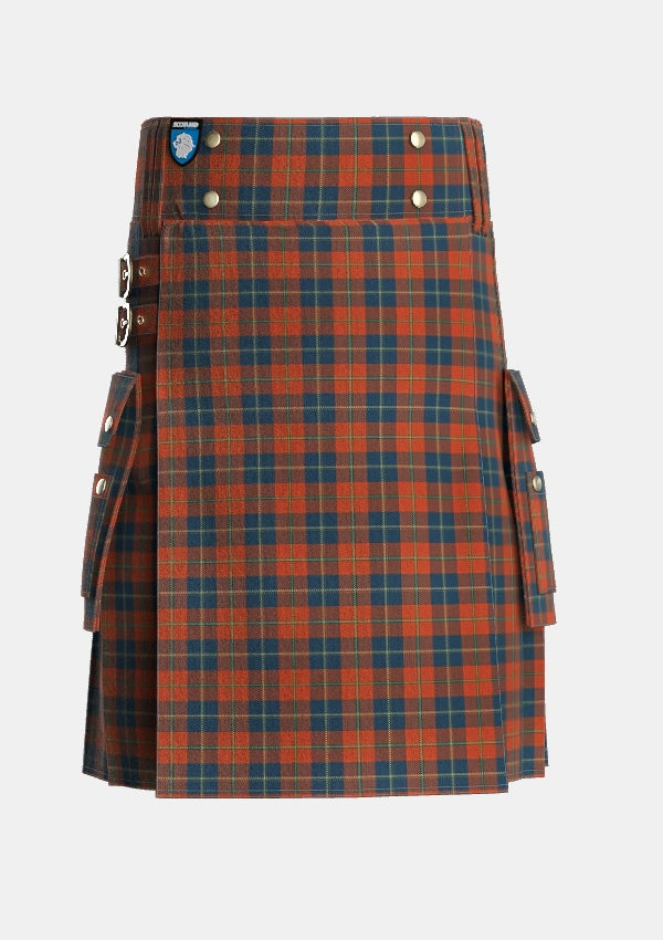 Utility_Maclaine_of_Lochbuie_Auld_Sett_Tartan_12067_kilt_front_image_with_pleated_design_and_adjustable_buckles_for_men